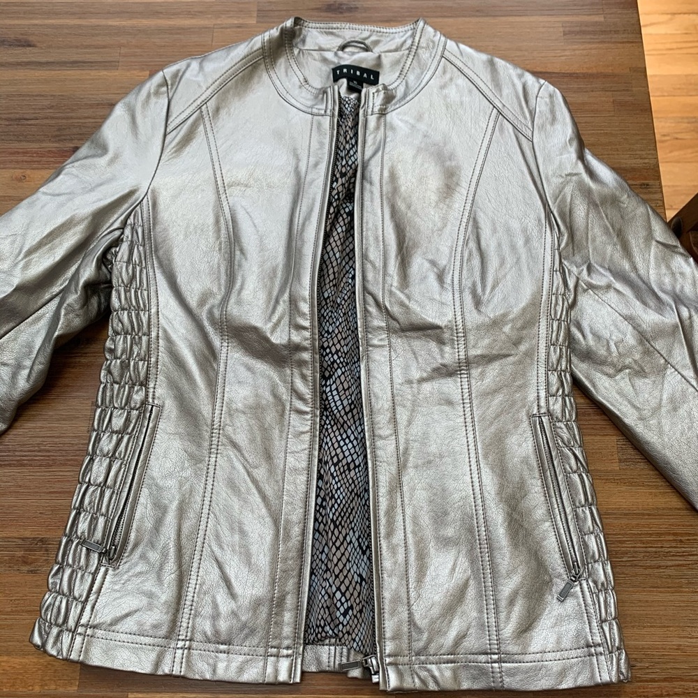 Metallic Faux Leather Jacket